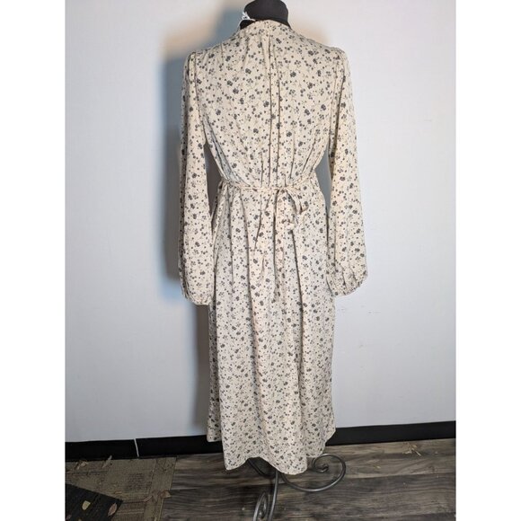NEW Polygram Floral Cream Maxi Dress V-Neck Wrap Style & Long Sleeves, Size S - Picture 10 of 11